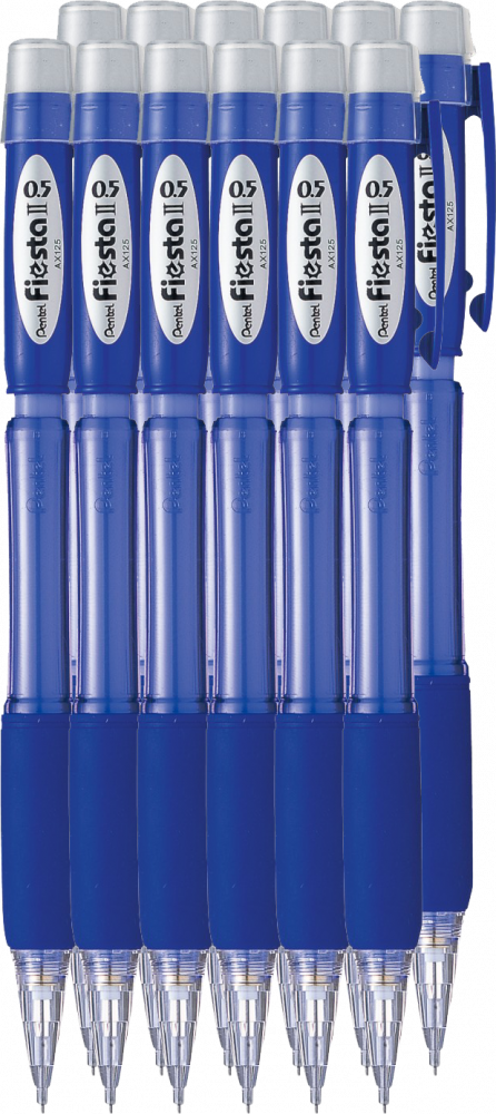 24x Ołówek automatyczny Pentel Fiesta AX125, 0.5mm, z gumką, niebieski