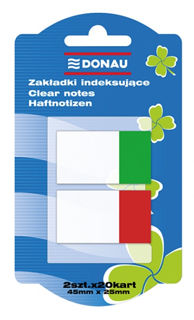 Zakładki samoprzylepne Donau proste, indeksujące, folia, półtransparentne, 25x45mm, 40 sztuk, mix kolorów
