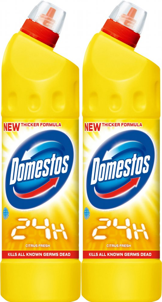 2x Płyn do czyszczenia toalet, Domestos 24H, cytrynowy, 0.75l