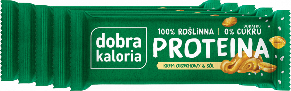 5x Baton proteinowy dobra kaloria Proteina, krem orzechowy i sól, bez cukru, 45g