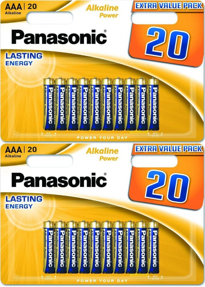 2x Bateria alkaliczna Panasonic Alkaline Power, AAA, 1.5V, LR03, 20 sztuk