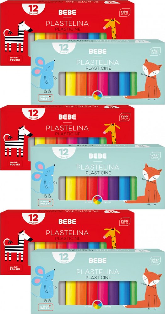 3x Plastelina BEBE Kids, 12 kolorów