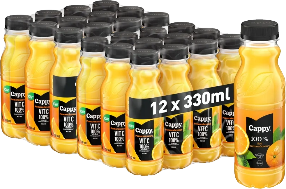 24x Nektar pomarańczowy Cappy z wit C, butelka PET, 0.33l
