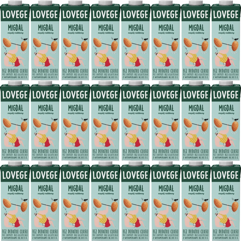24x Napój migdałowy Lovege, bez dodatku cukru, 1l