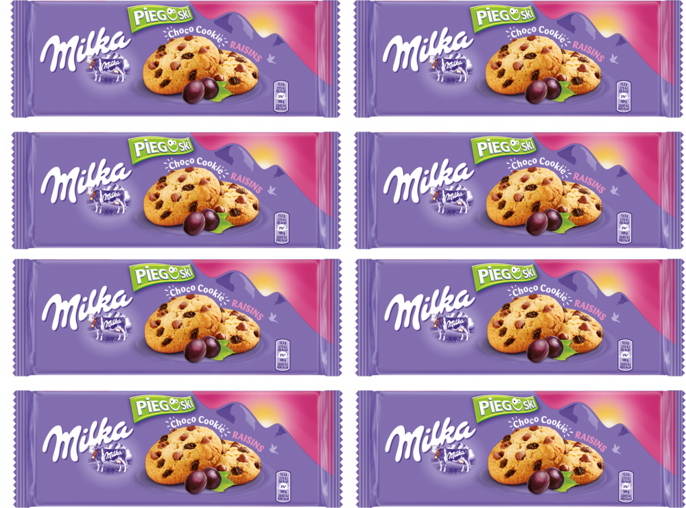 8x Ciastka Pieguski Milka, z rodzynkami, 135g