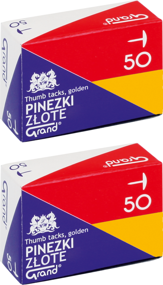 2x Pinezki Grand, 50 sztuk, złoty