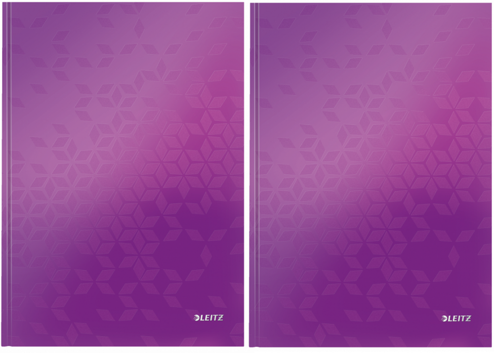 2x brulion w kratkę Leitz Wow, A4, twarda oprawa, 80 kartek, fioletowy