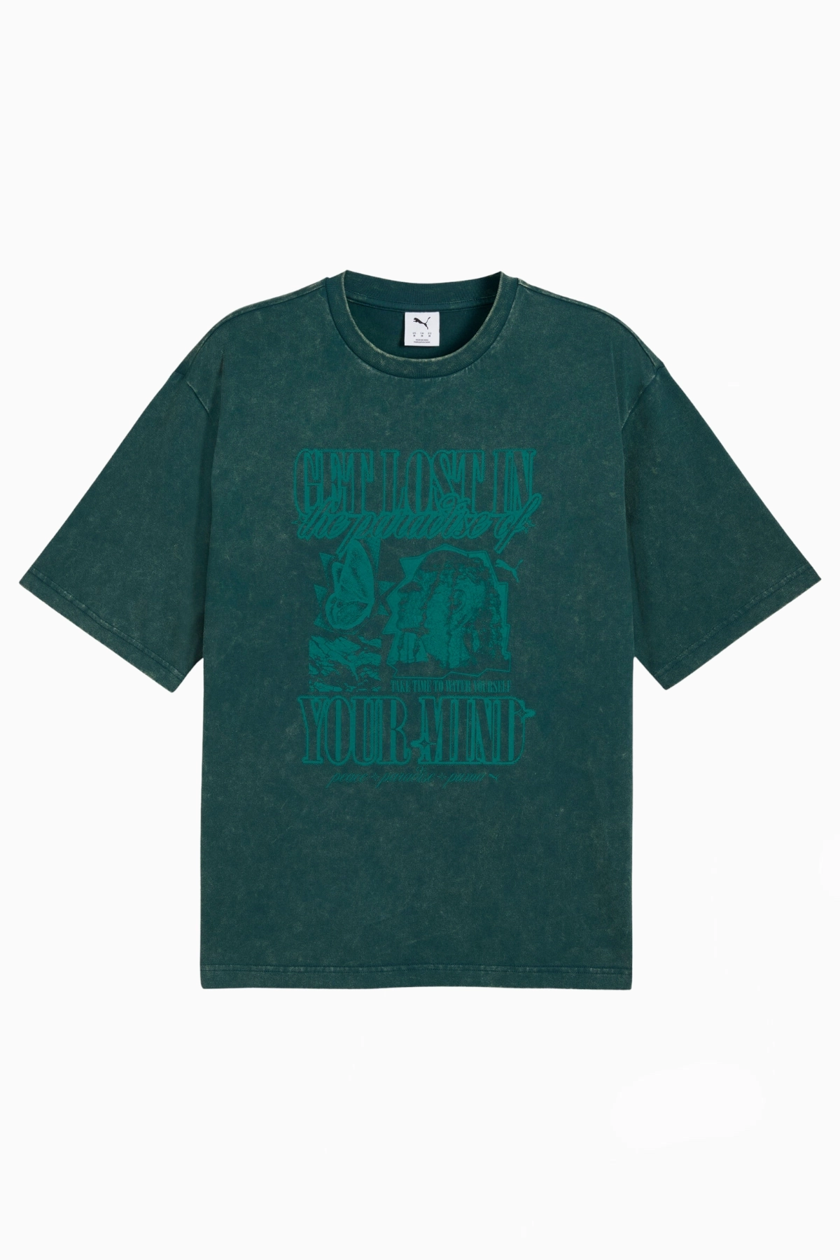 Koszulka Puma Graphics Paradise Mindset Washed Boxy Tee - Zielony
