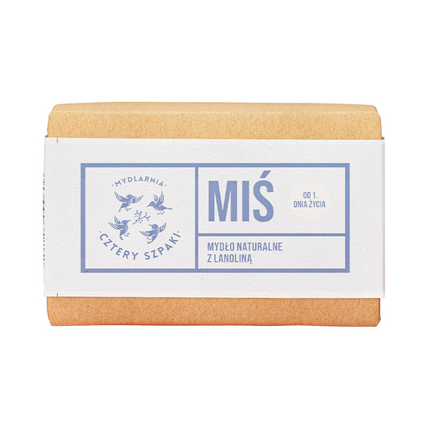 Cztery szpaki - naturalne mydło w kostce, miś z lanoliną, 110 g