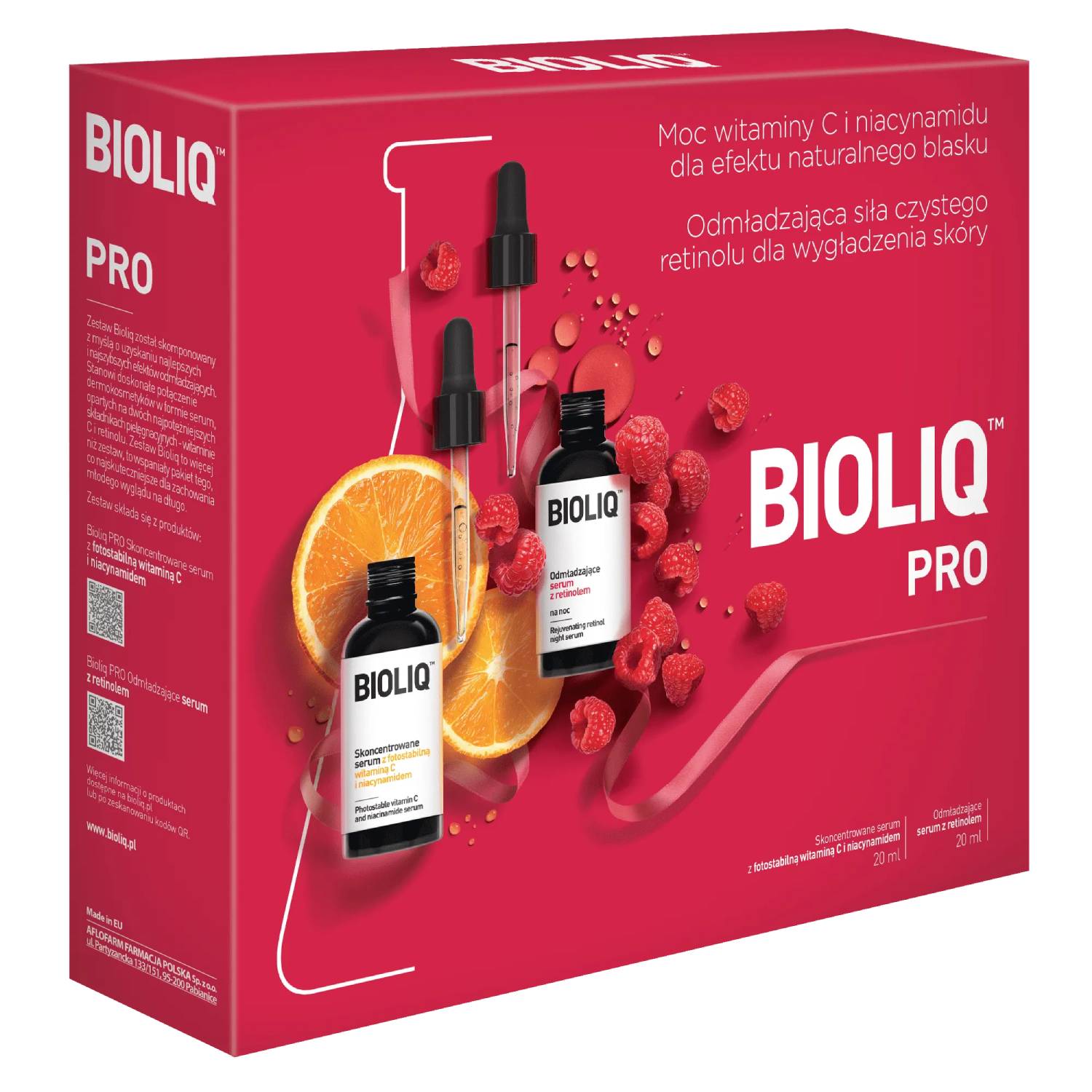 Bioliq pro - serum z witaminą c i niacynamidem, 20 ml + odmładzające serum z retinolem, 20 ml, 1 zestaw