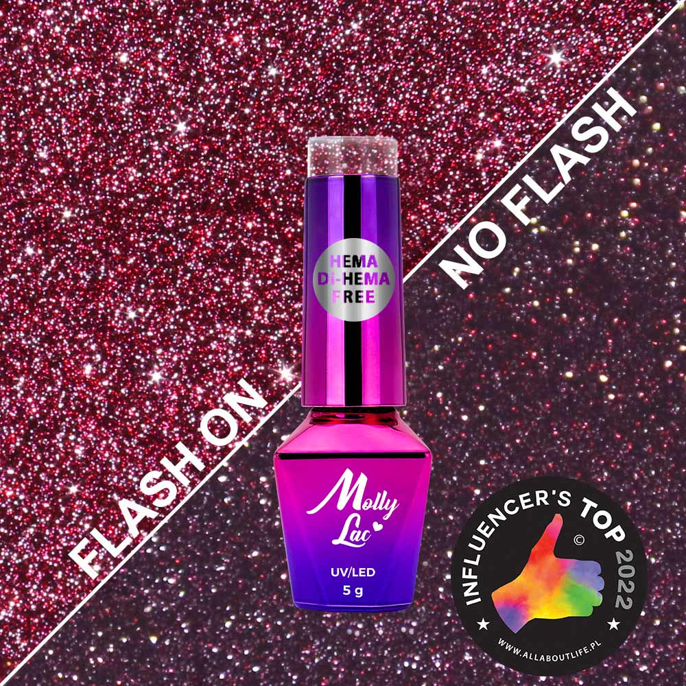 Lakier hybrydowy LED/UV Gel Polish MollyLac Flashing Lights 3 Nr 613 First Love HEMA/Di-HEMA Free 5 g