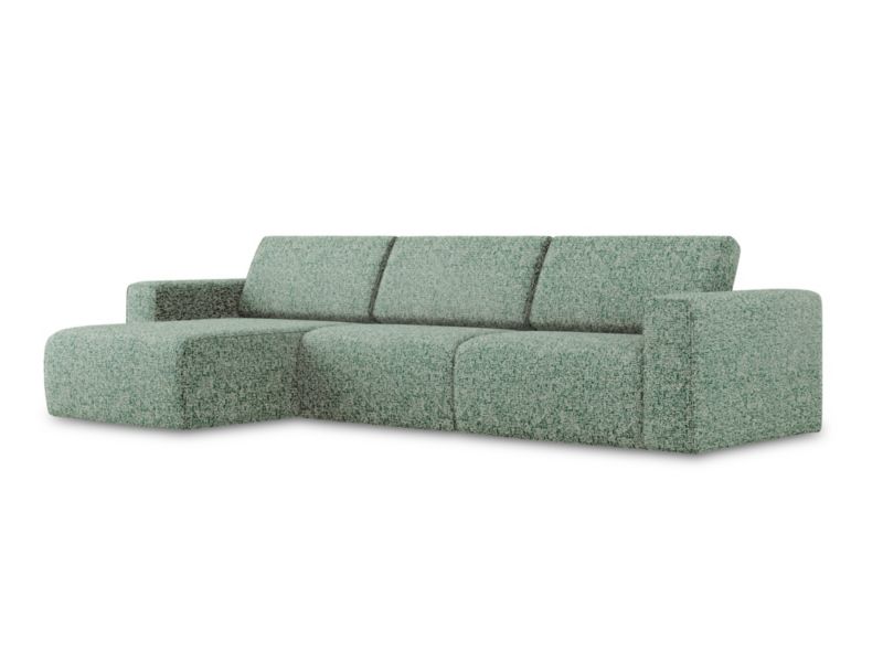 Lewy narożnik modułowy Makamii Kalea z tkaniny strukturalnej 314x167 cm jasnozielony 1 szt.