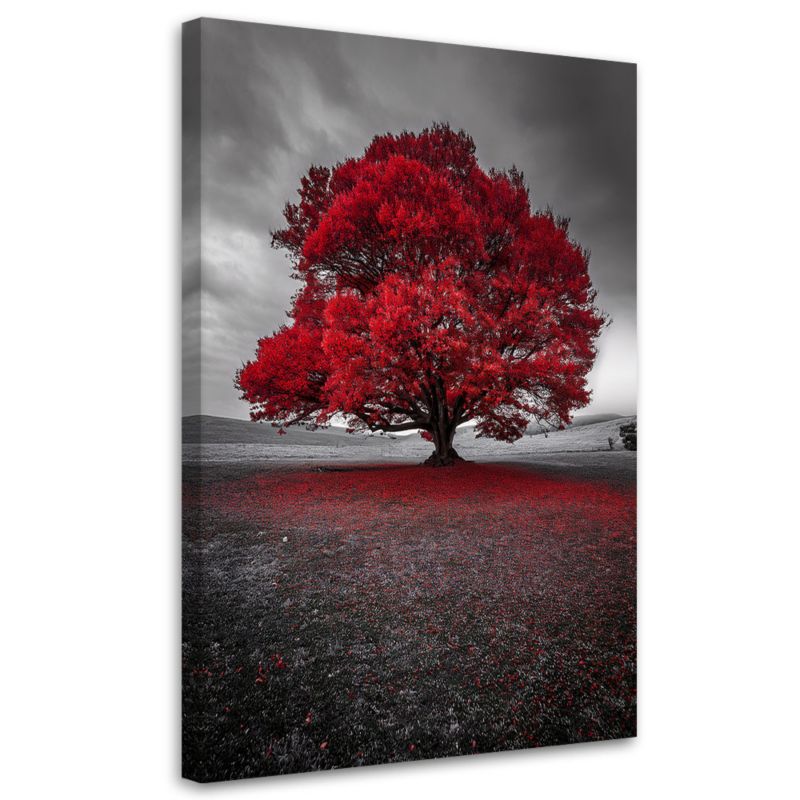 Obraz na płótnie Feeby Czerwone Drzewo Pejzaż Nowoczesny 80x120cm 1szt