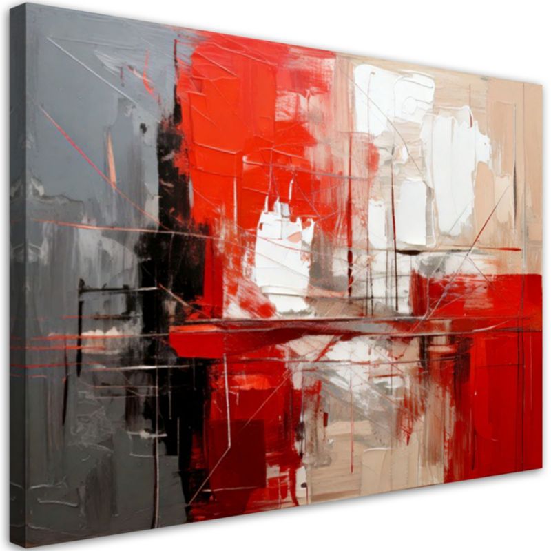 Abstrakcyjny obraz do salonu Feeby Czerwono szary 90x60cm 1szt