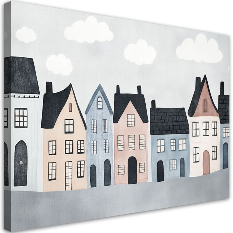 Obraz do pokoju dziecka Feeby Kolorowe domy miasto 120x80cm 1szt