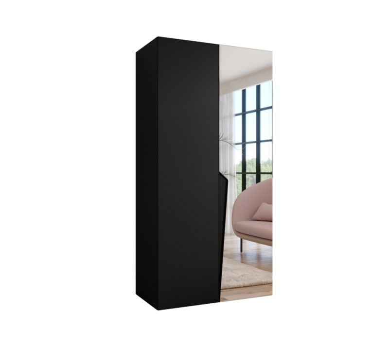 Szafa uchylna z lustrem otwierana Abiks PIANO 2 100 wys 202 cm Czarny + Czarny 1 szt