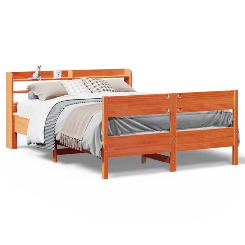 Łóżko drewniane WaszeMeble 135x190 cm brąz WM-3306944 1 szt.