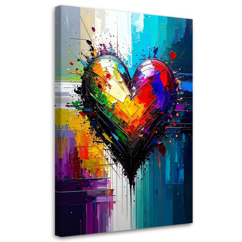 Obraz do salonu sypialni Feeby Graffiti Kolorowe Serce Abstrakcja 70x100cm 1szt