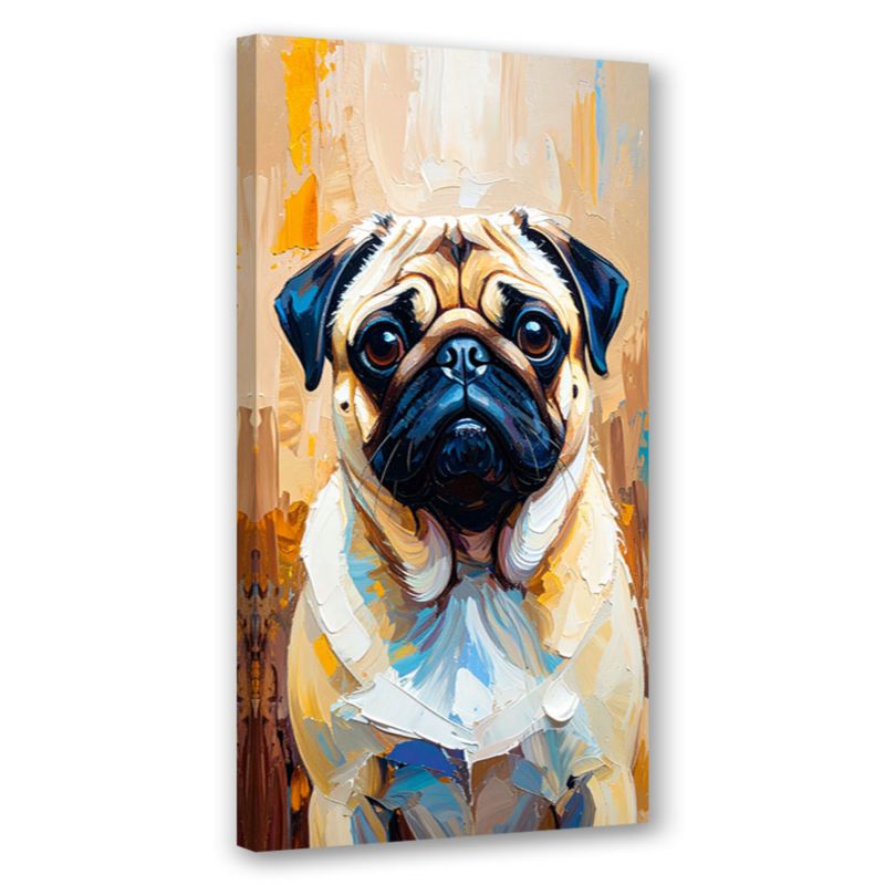 Obraz nowoczesny do salonu biura Feeby Mops Pies Zwierzę Beżowy 50x100cm 1szt
