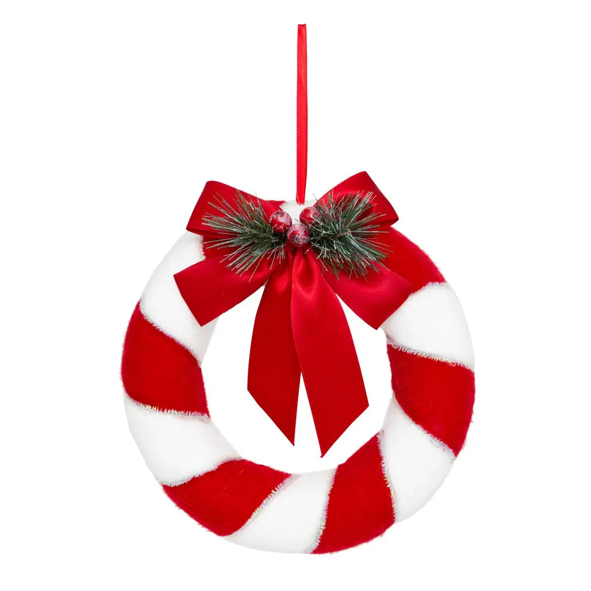 Dekoracja ścienna świąteczna w odcieniach czerwieni i bieli CROWN PLF RED WHITE Ø23 cm db