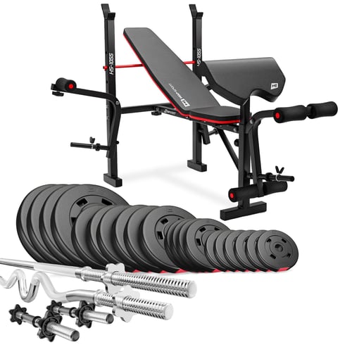 Zestaw kulturystyczny Premium 106kg z ławką HS-1055