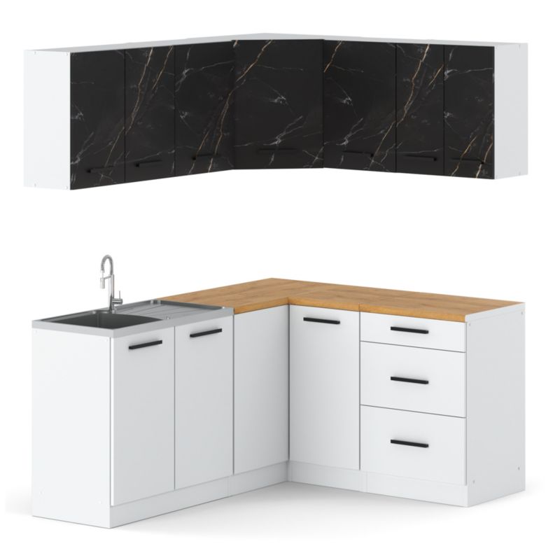 Zestaw Kuchenny Hurtownia-Mebli Z Blatem Kuchnia narożna Diana 320cm Biały Mat San Sebastian/Biały Mat 320x47x145 cm 1szt.