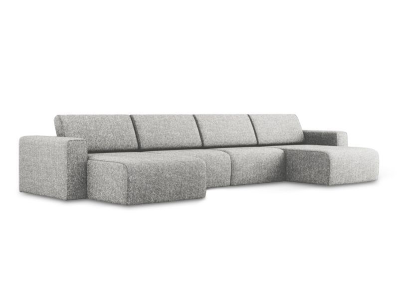 Sofa modułowa panoramiczna Makamii Kalea z tkaniny strukturalnej 404x167 cm srebrny 1 szt.