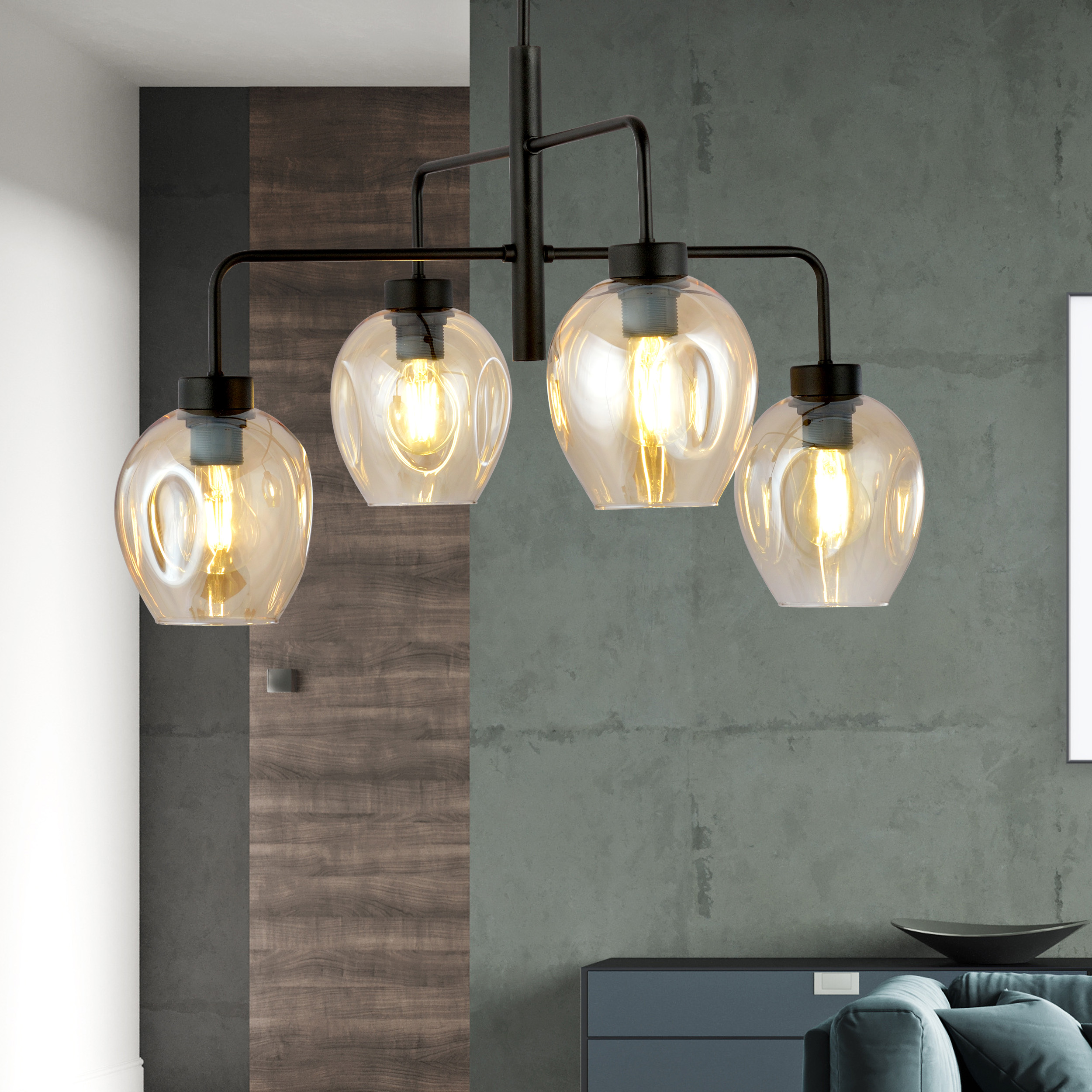 Emibig Lukka lampa podsufitowa 4x15 W czarna-bursztynowa 1165/4