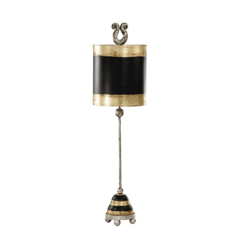 Lampa stołowa Flambeau Phoenician czarno-złota-srebrna 1 x E27 x 60W IP20 wym: 77.5 x 20 x 20 cm pergamin - 1 szt.