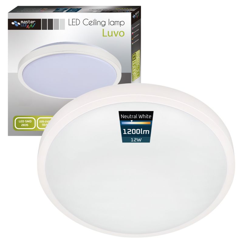 Plafon LED MasterLED Luvo 12W 25,5 cm IP44 neutralna biel 4000K 1200lm okrągły biały 1 szt.