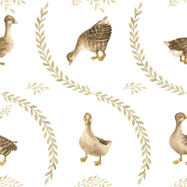 Tapeta Country Ducks with leaves