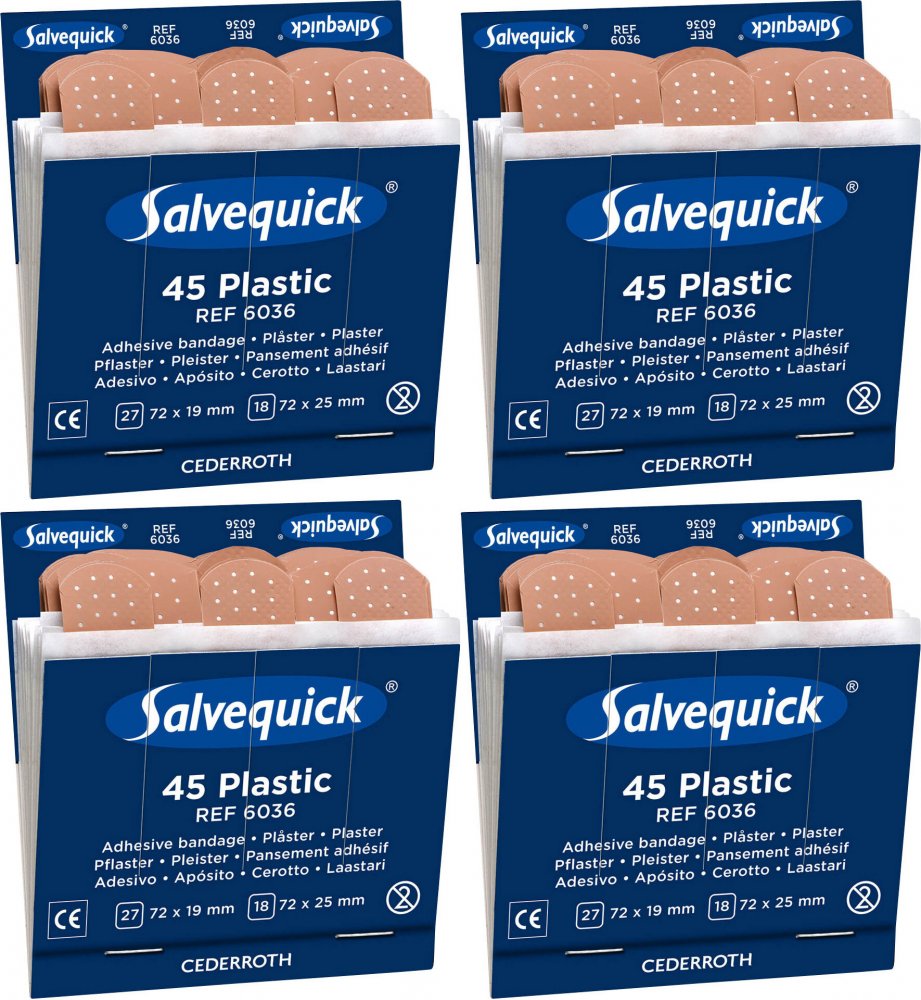 4x Plastry plastikowe Cederroth Salvequick (REF-6036), 45 sztuk