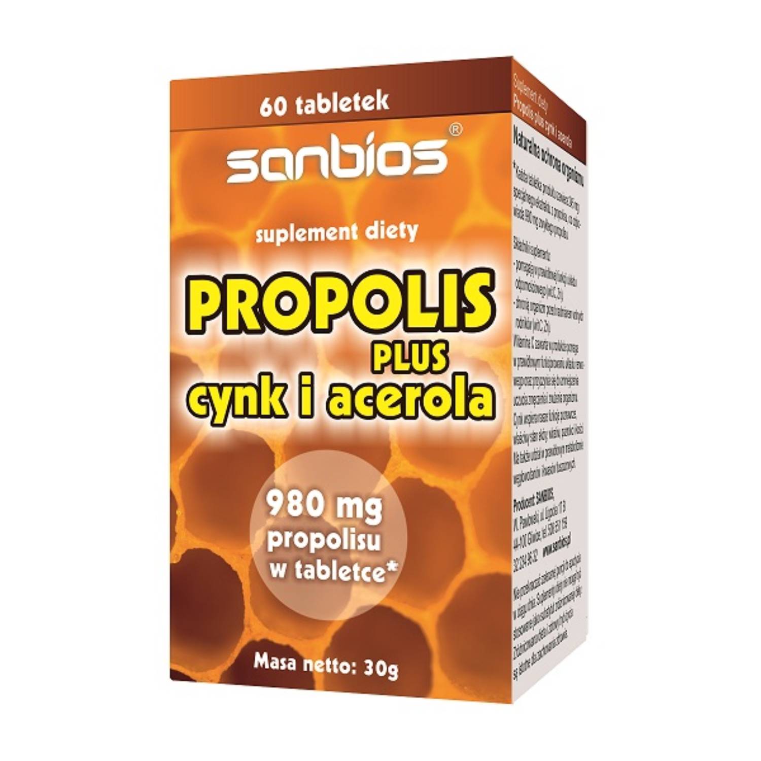 Sanbios propolis plus, cynk i acerola, 60 tabletek