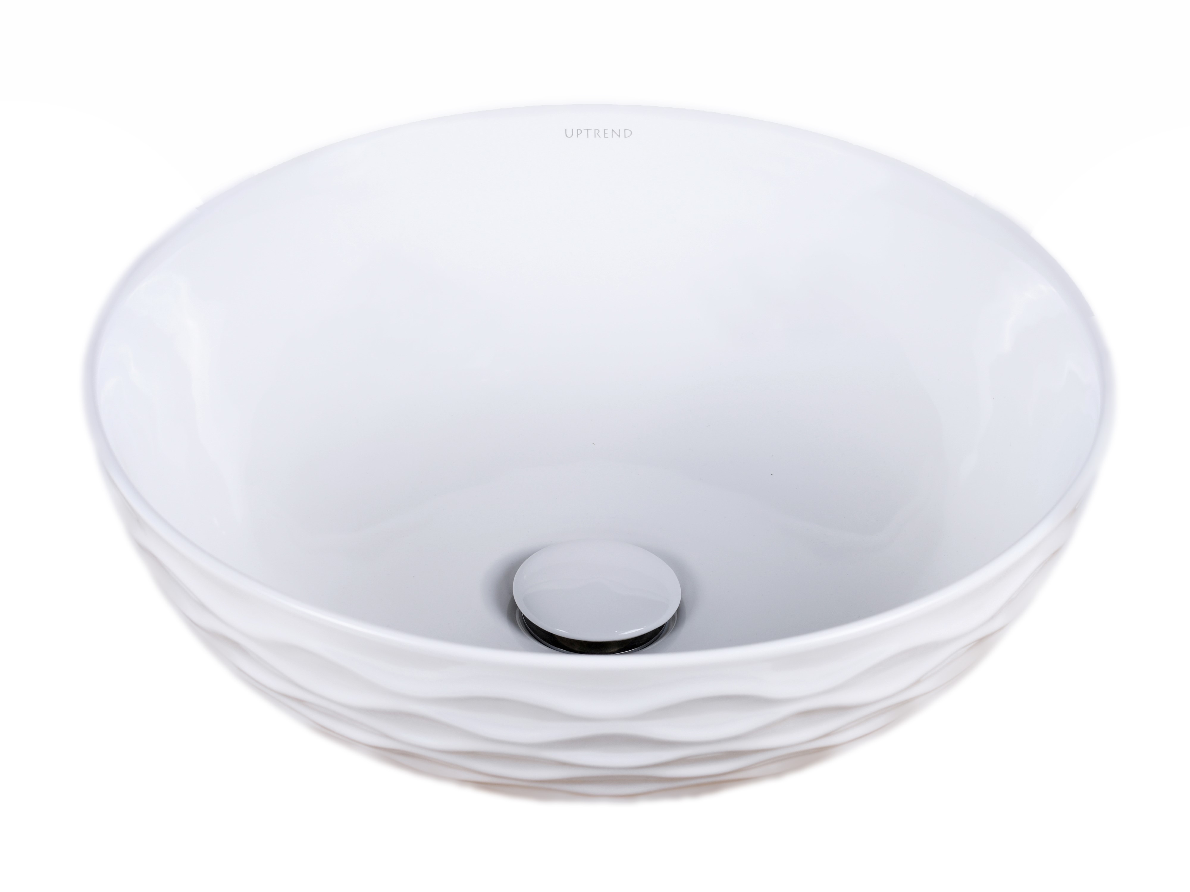 Uptrend Arya White umywalka 42x42 cm nablatowa okrągła biały połysk UP4010-2