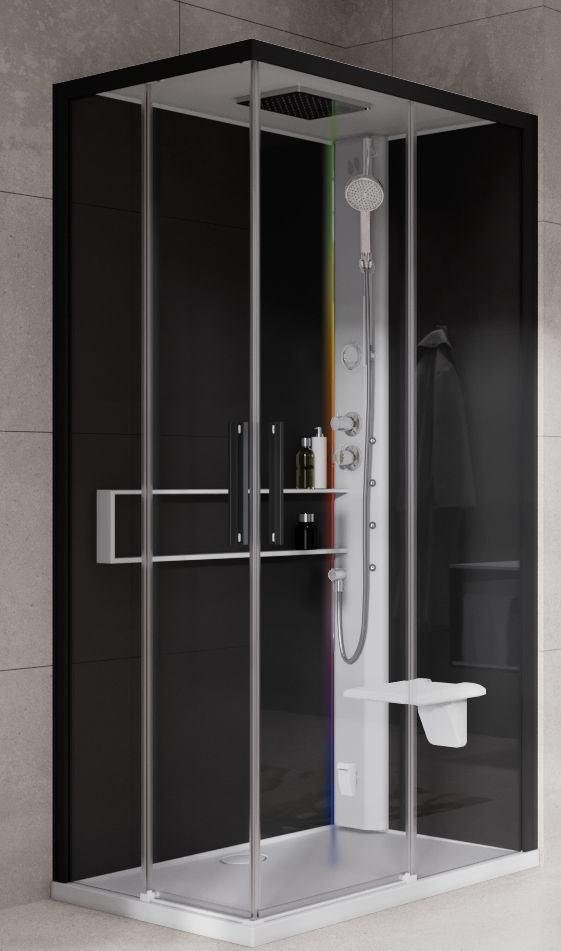 Novellini Glax 2 2.0 A kabina z hydromasażem 90x70 cm prawa parowa z brodzikiem biała G22A9079DT5-1UH