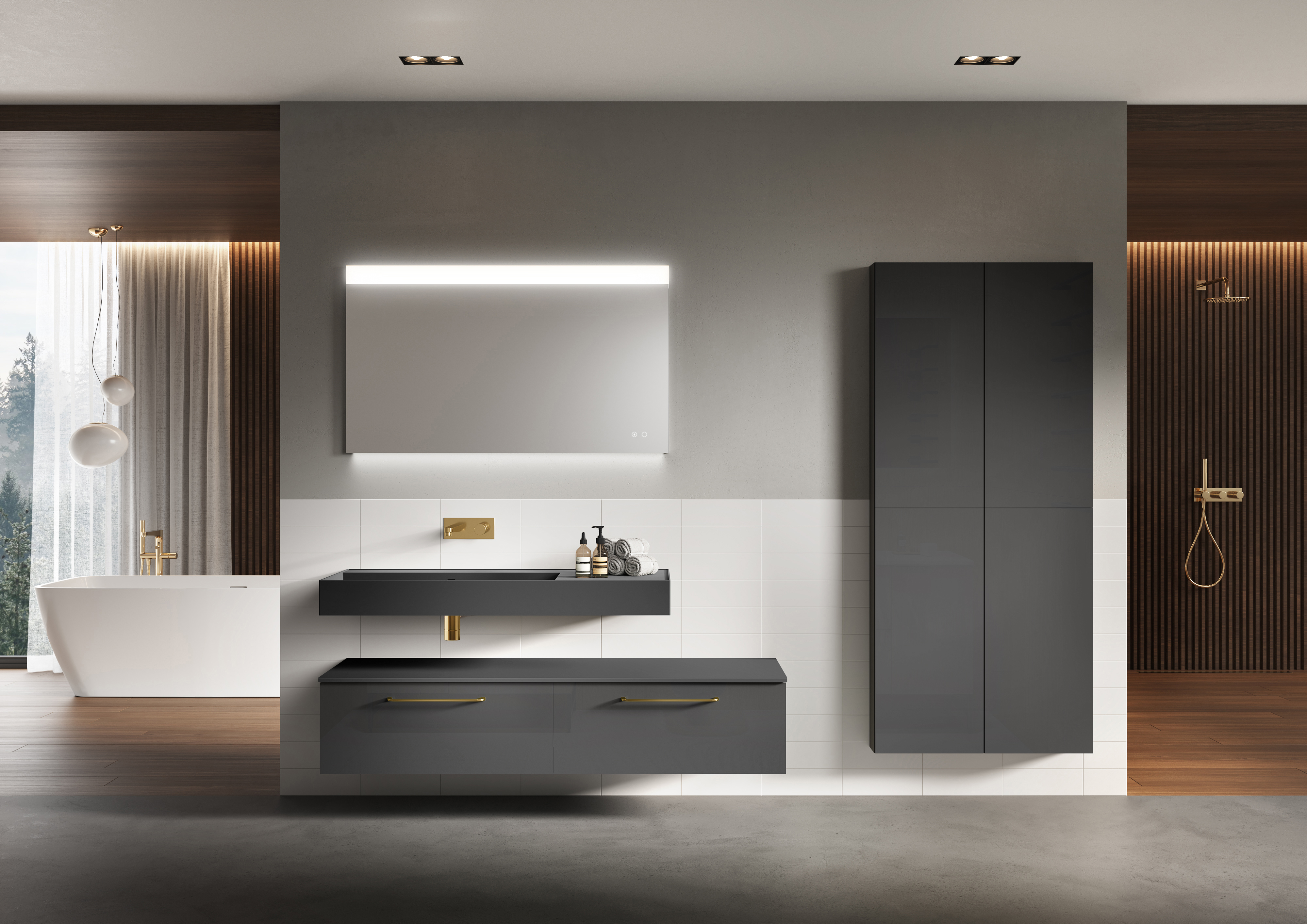 Elita For All szafka 40x12,6x180 cm boczna wisząca antracyt połysk RE030400066610