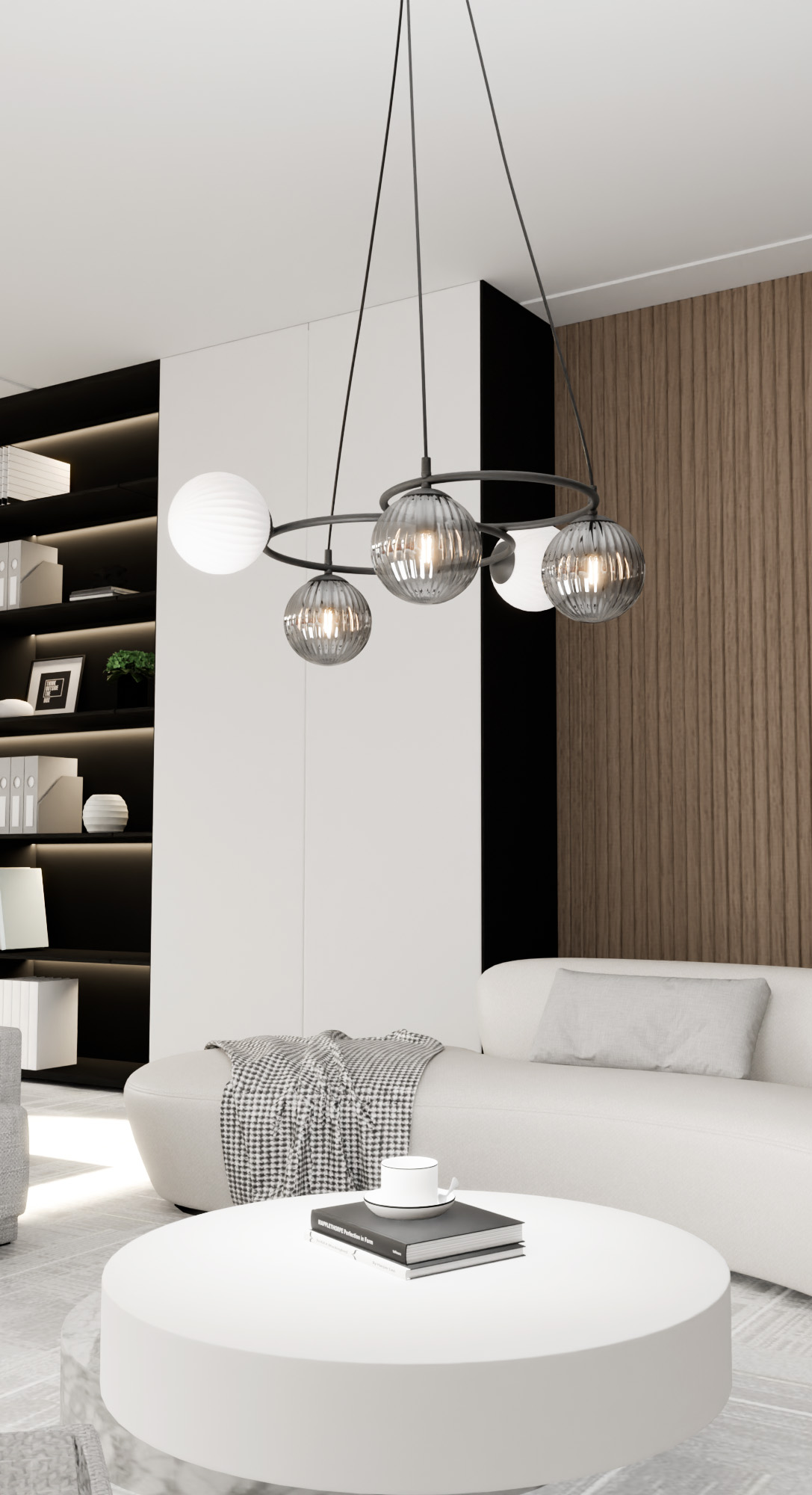 Emibig Libra lampa wisząca 5x10 W biała-czarna-grafitowa 1381/5