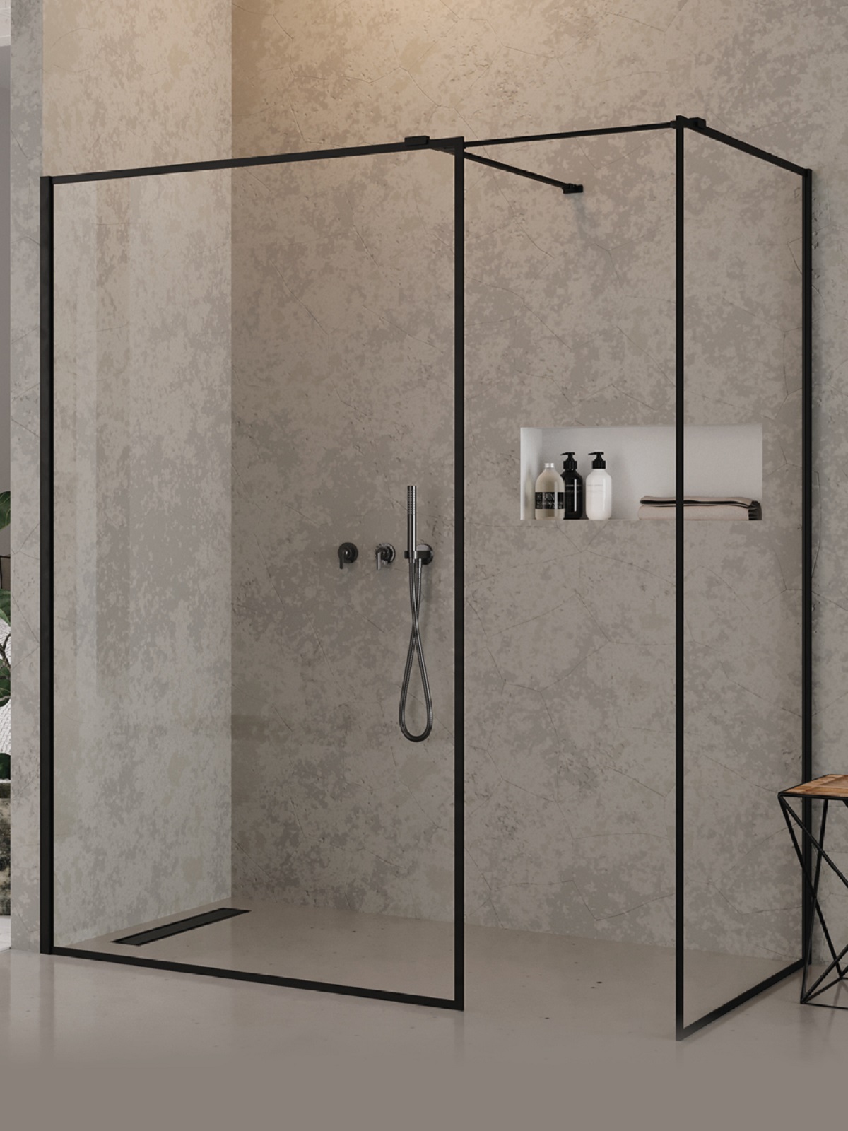 New Trendy New Modus Black kabina prysznicowa walk-in 120x100 cm prostokątna czarny mat/szkło przezroczyste EXK-5657
