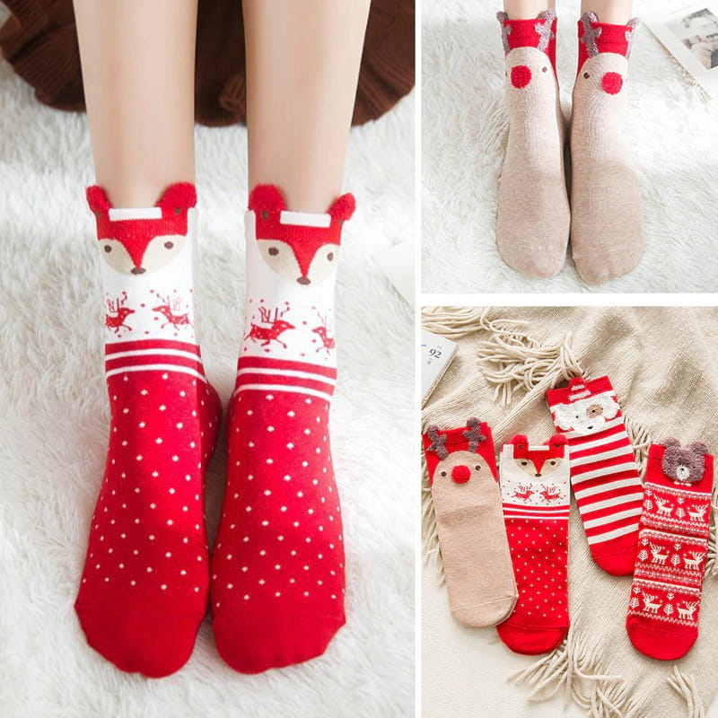 Zestaw 4 par Świątecznych Skarpetek