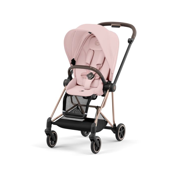 Cybex Mios 3.0 - wózek spacerowy-Peach Pink-Chrome z brązową rączką