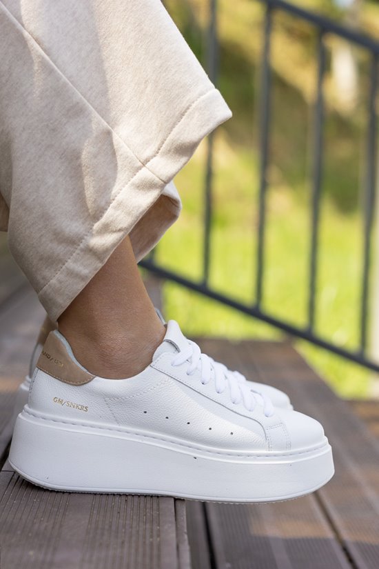 Sneakersy SN41 - 1 biały - cappuccino zamsz