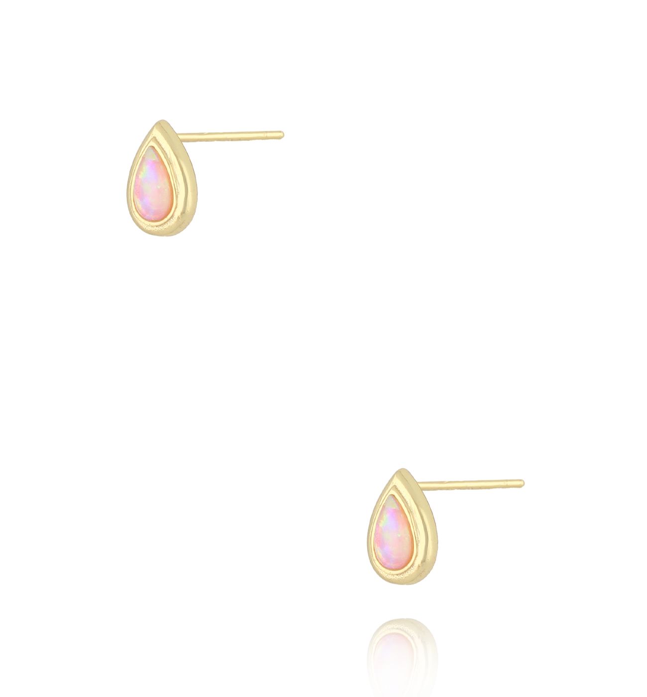 Kolczyki złote łezki z różowym opalem KCA0037
