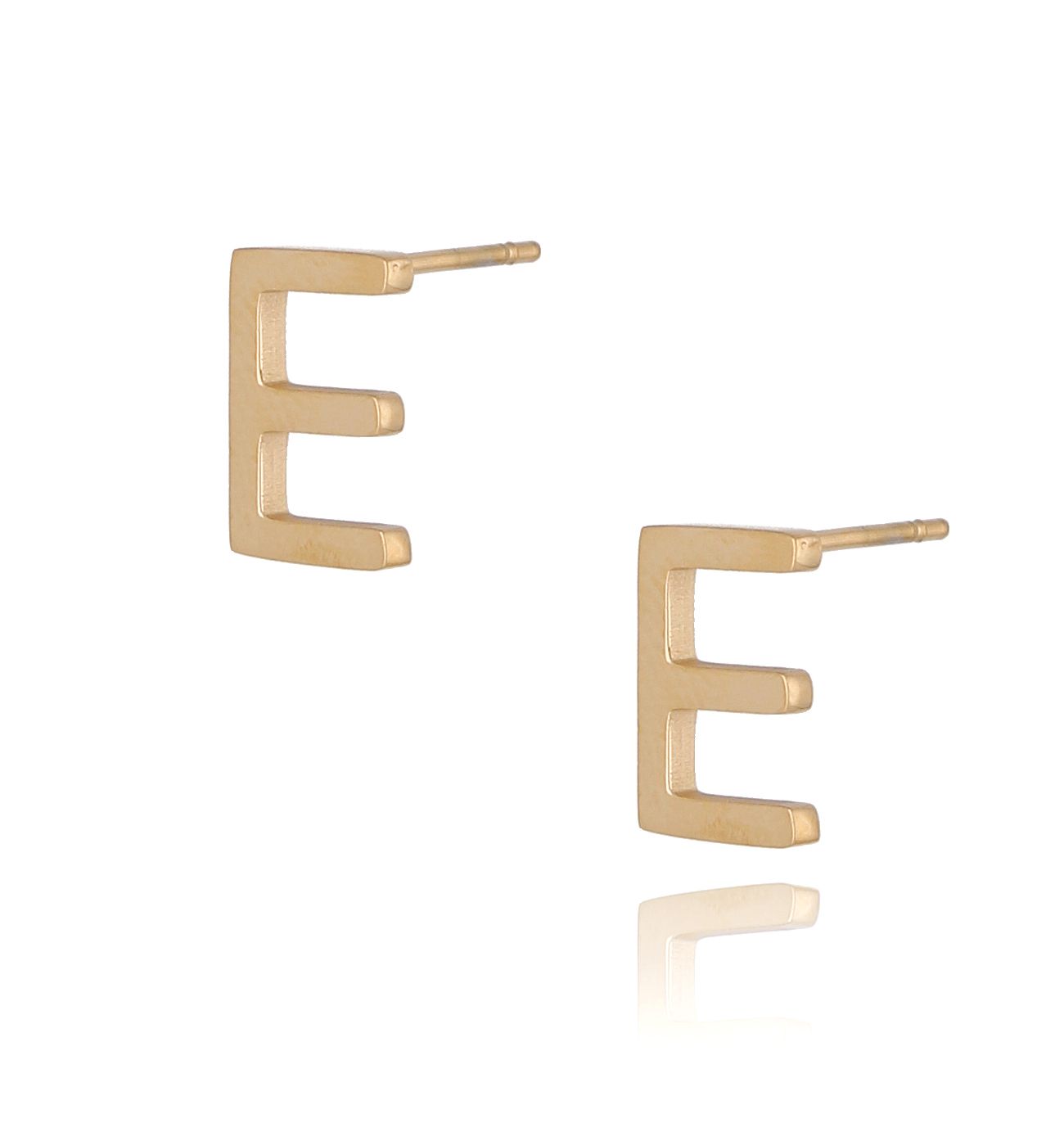 Kolczyki wkrętki złote z literką E - By Dziubeka