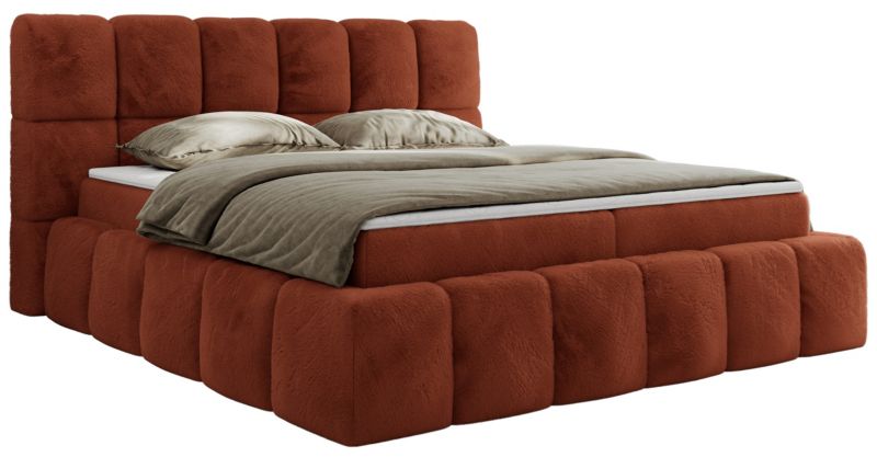 Łóżko kontynentalne MKS Meble NIRA 120x200 H3 pomarańczowy plusz 1szt.