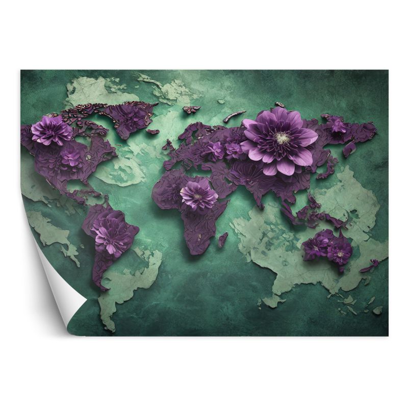 Fototapeta Feeby Kwiaty Mapa Świata Fioletowy 450x315 1 szt