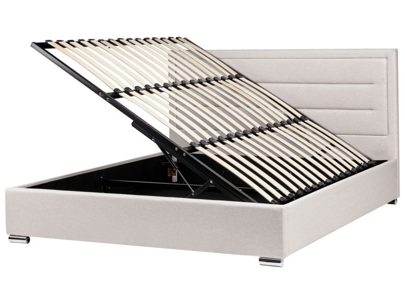 Łóżko z pojemnikiem Rouen 180 x 200 cm Jasnobeżowy 1 szt.