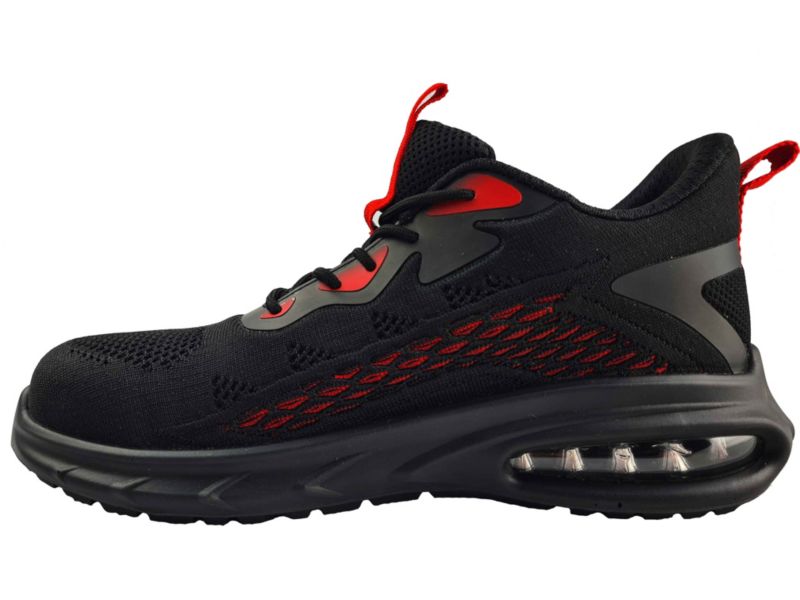 Półbuty robocze sportowe sznurowane S1 czarno-czerwone rozmiar 46