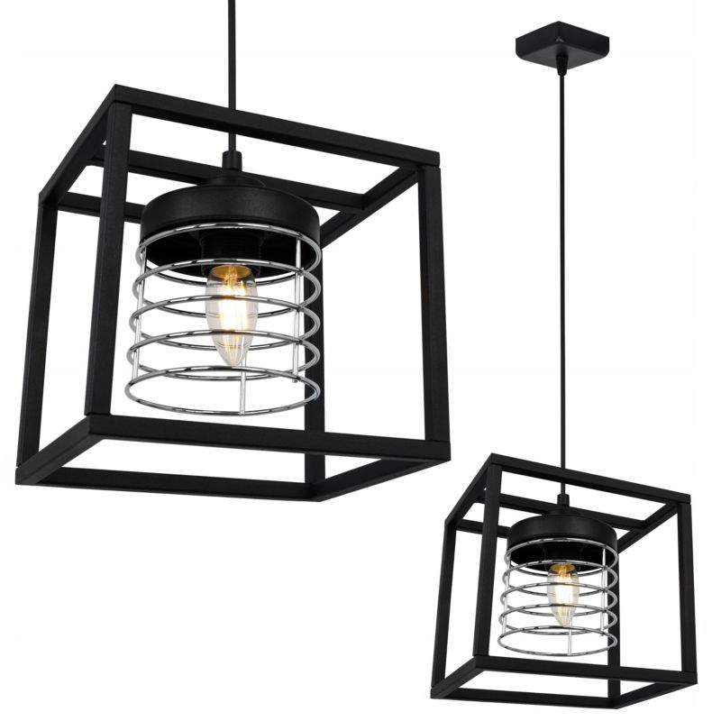 Lampa sufitowe wisząca Light Home LH Rasti Cage Klatka 1x E27 60W czarny/srebrny 1szt.