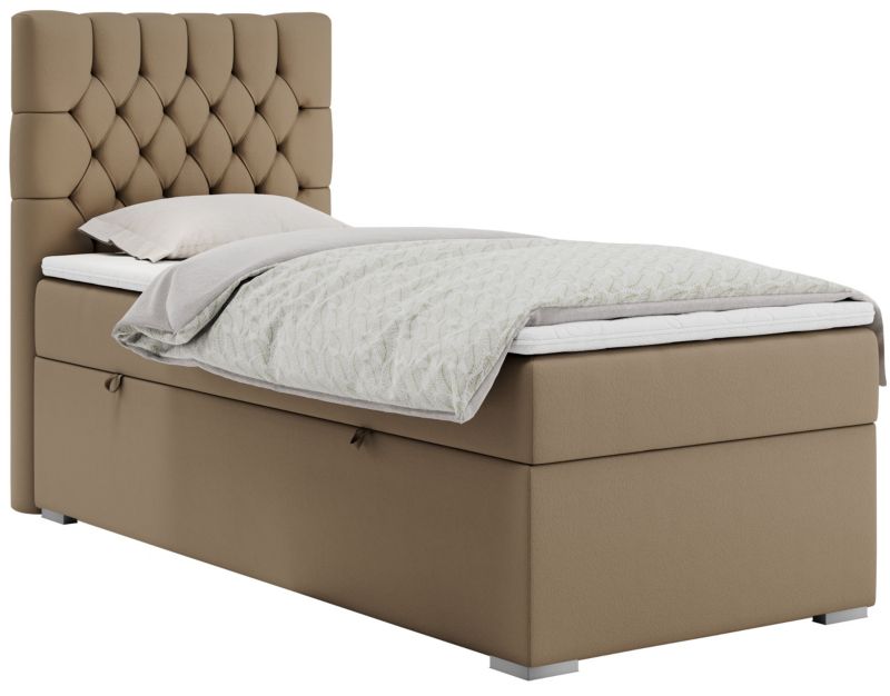 Łóżko kontynentalne MKS Meble PERA 90x200 H3 brązowy ekoskóra strona lewa 1szt.