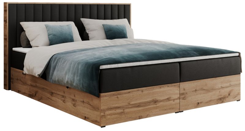 Łóżko kontynentalne MKS Meble ALBERO 4 180x200 H4 Czarny ecoskóra 1szt.